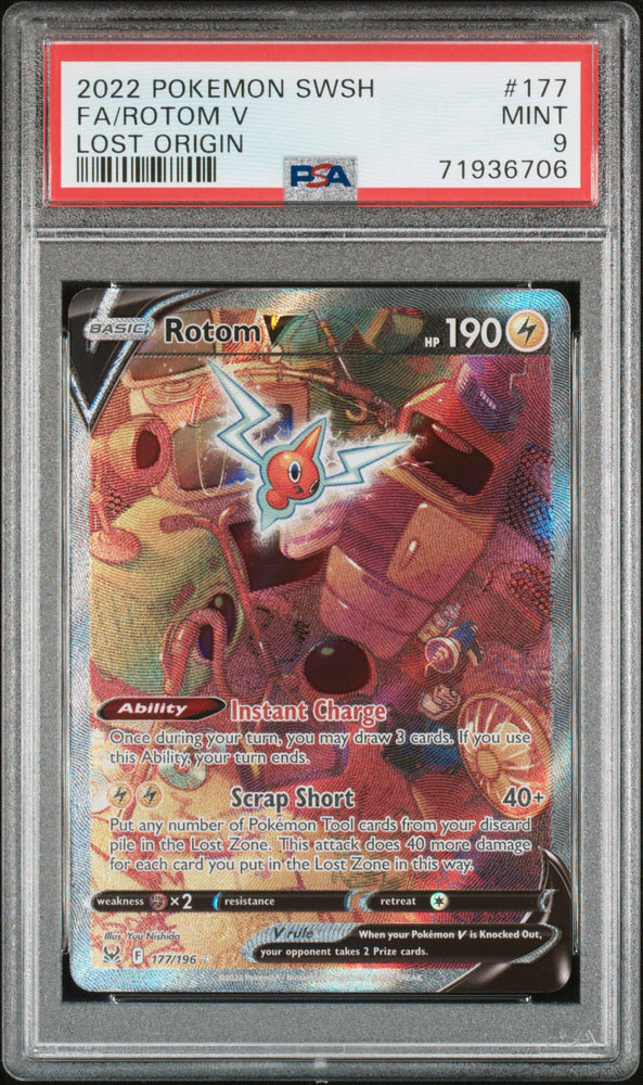 2022 Pokemon Sword & Shield Lost Origin #177 Fa/Rotom V Lost Origin PSA 9