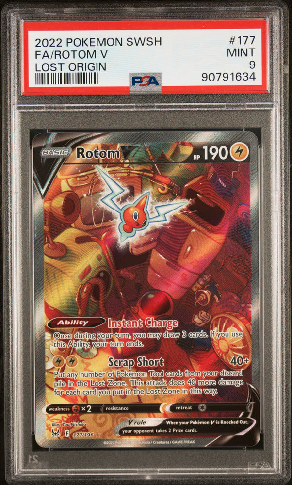 2022 Pokemon Sword & Shield Lost Origin #177 Rotom V PSA 9