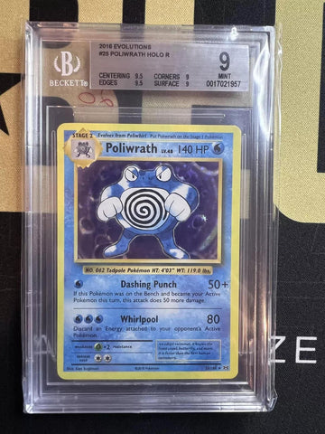 2016 Pokemon Evolutions #25 Poliwrath HOLO R BGS 9.0