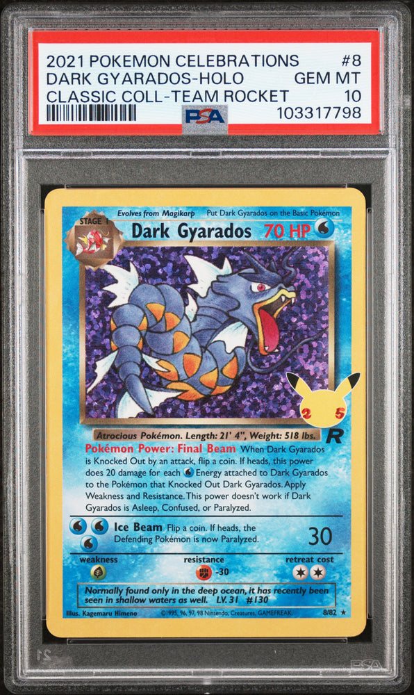 Dark Gyarados-Holo #8 2021 Pokemon PSA 10 Celebrations Classic Collection