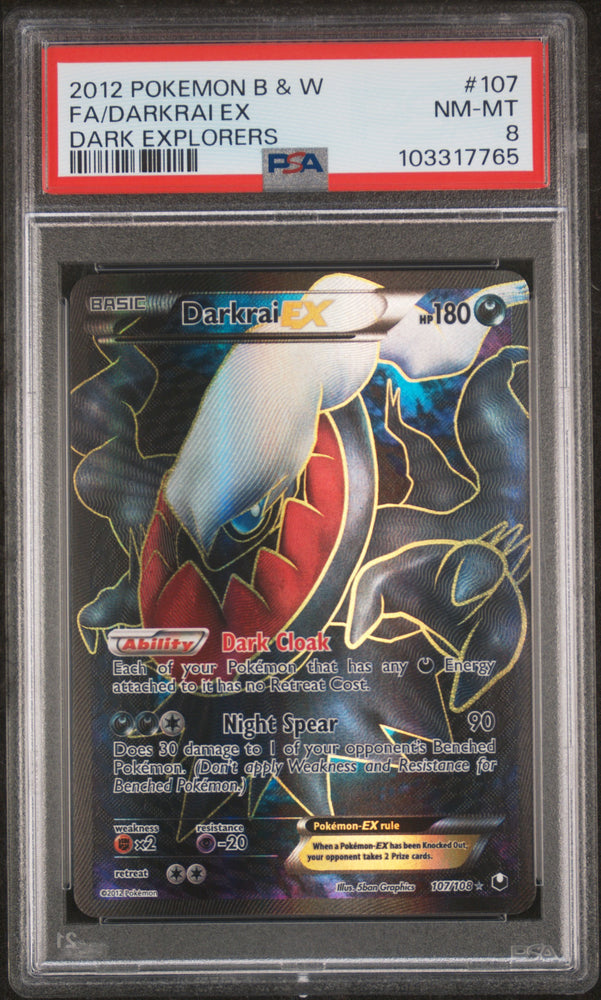 Fa/Darkrai Ex #107 2012 Pokemon Black & White Dark Explorers PSA 8