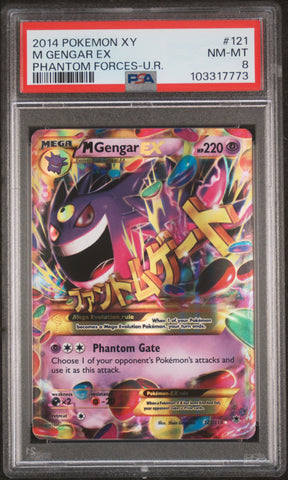 M Gengar Ex #121 2014 Pokemon Xy Phantom Forces PSA 8