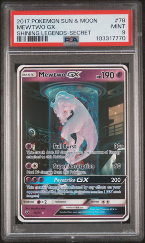 Mewtwo Gx #78 2017 Pokemon Sun & Moon Shining Legends PSA 9