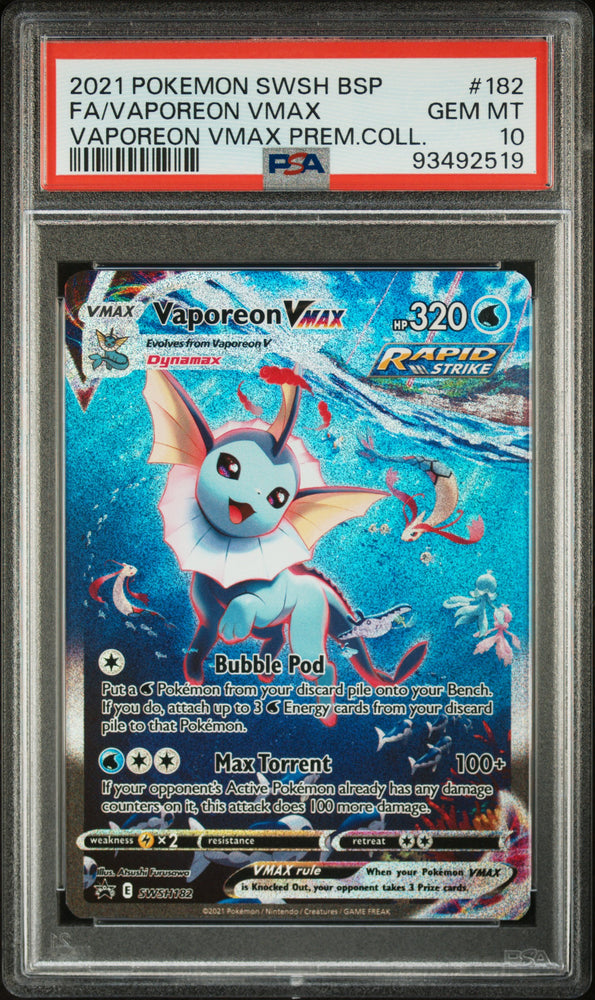 Fa/Vaporeon Vmax #182 2021 Pokemon Swsh Black Star Promo PSA 10