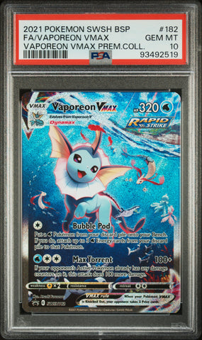 Fa/Vaporeon Vmax #182 2021 Pokemon Swsh Black Star Promo PSA 10