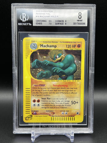 Machamp HOLO R #16 2002 Pokemon-e Expedition Base Set Reverse Foil BGS 8.0