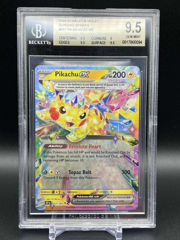 Pikachu ex RR #057 2024 Pokemon Scarlet and Violet Surging Sparks BGS 9.5