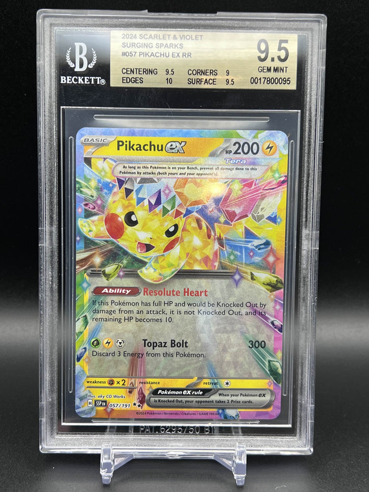 Pikachu ex RR #057 2024 BGS 9.5 Pokemon Scarlet and Violet Surging Sparks