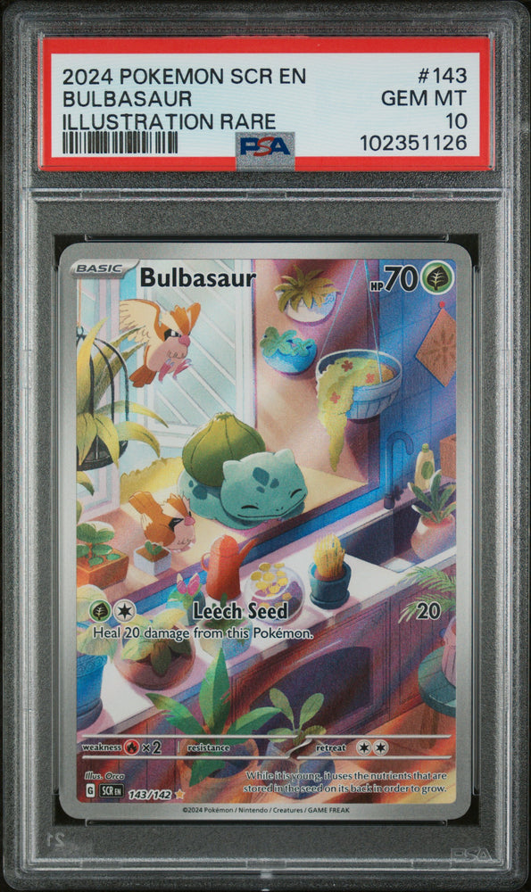 Bulbasaur #143 2024 Pokemon Scr En-Stellar Crown PSA 10 Illustration Rare