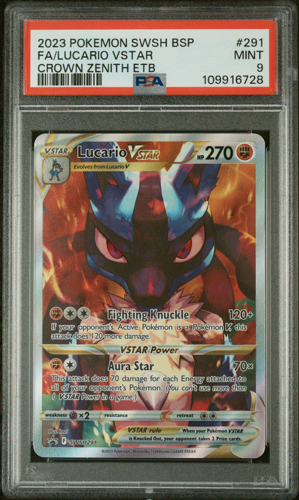 Fa/Lucario Vstar #291 2023 Pokemon Swsh Black Star Promo PSA 9 Crown Zenith Etb