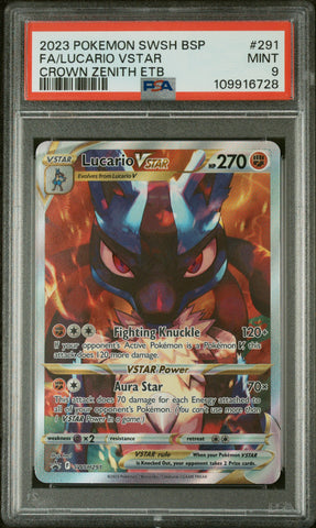 Fa/Lucario Vstar #291 2023 Pokemon Swsh Black Star Promo PSA 9 Crown Zenith Etb
