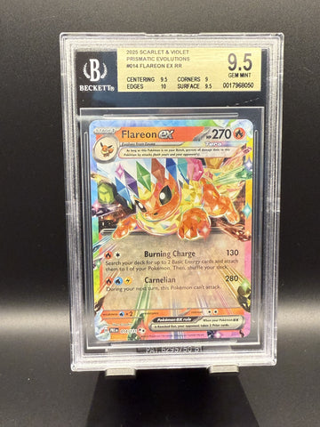 Flareon ex RR #014 2025 Pokemon Scarlet and Violet Prismatic Evolutions BGS 9.5