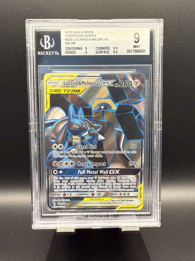 Lucario & Melmetal GX UR #203 2019 Pokemon Unbroken Bonds BGS 9.0
