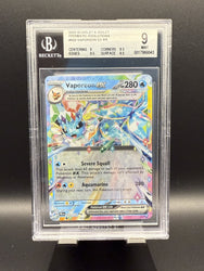 Vaporeon ex RR #023 2025 Pokemon Scarlet and Violet Prismatic Evolutions BGS 9.0