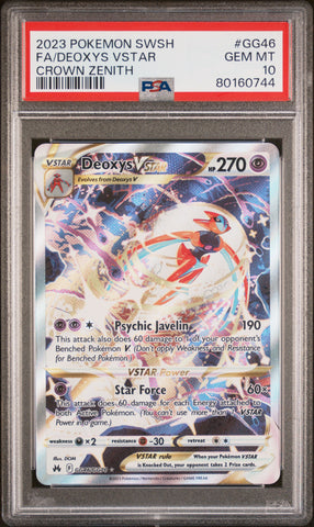 Fa/Deoxys Vstar #GG46 2023 Pokemon Crown Zenith PSA 10 Crown Zenith