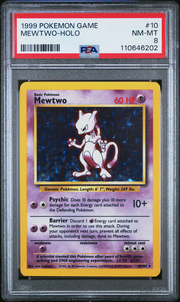 Mewtwo-Holo #10 1999 Pokemon Game PSA 8