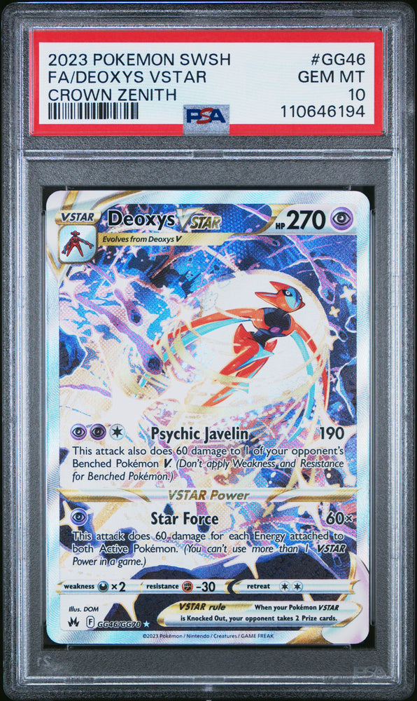 Deoxys Vstar #GG46 2023 Pokemon Crown Zenith PSA 10