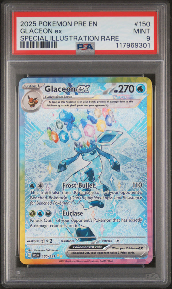 Glaceon Ex #150 2025 Pokemon Pre En-Prismatic Evolutions PSA 9 SIR