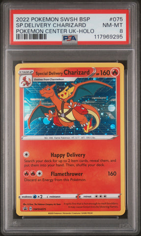 Sp.Delivery Charizard #075 2022 Swsh Black Star Promo PSA 8 Pokemon Center Uk