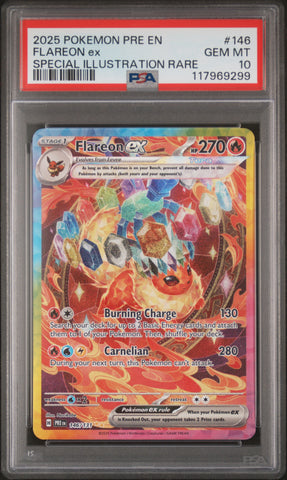 Flareon Ex #146 2025 Pokemon Pre En-Prismatic Evolutions PSA 10 SIR