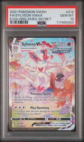 Fa/Sylveon Vmax #212 2021 Sword & Shield Evolving Skies PSA 10 Evolving Skies