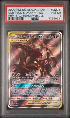 Umbreon & Darkrai Gx #SM241 2020 Sm Black Star Promo PSA 8 Prm