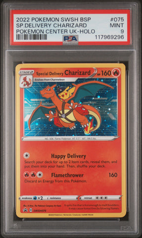 Sp.Delivery Charizard #075 2022 Swsh Black Star Promo PSA 9 Pokemon Center Uk