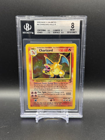 Charizard HOLO R #4 2000 Pokemon Base 2 Unlimited BGS 8.0