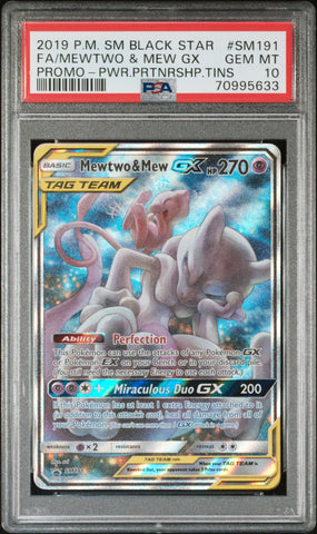 Mewtwo & Mew Gx #SM191 2019 Pokemon Sm Black Star Promo PSA 10