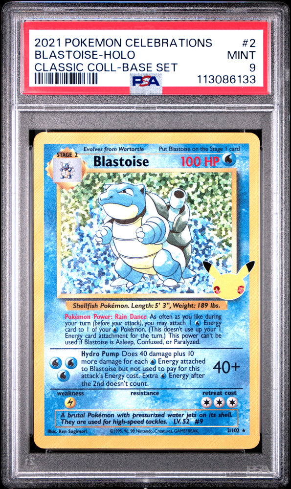 Blastoise #2 2021 Pokemon Celebrations Classic Collection PSA 9