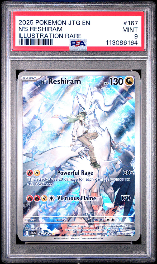 N's Reshiram #167 2025 Pokemon Jtg En-Journey Together PSA 9 Illustration Rare.
