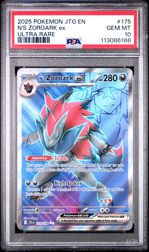 N'S Zoroark Ex #175 2025 Pokemon Jtg En-Journey Together PSA 10 Ultra Rare