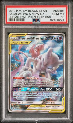 Mewtwo & Mew Gx #SM191 2019 PSA 10 Pokemon Sm Black Star Promo