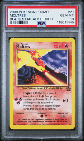 Moltres #21 2000 Pokemon Promo Black Star PSA 10 Black Star-Aoki Error