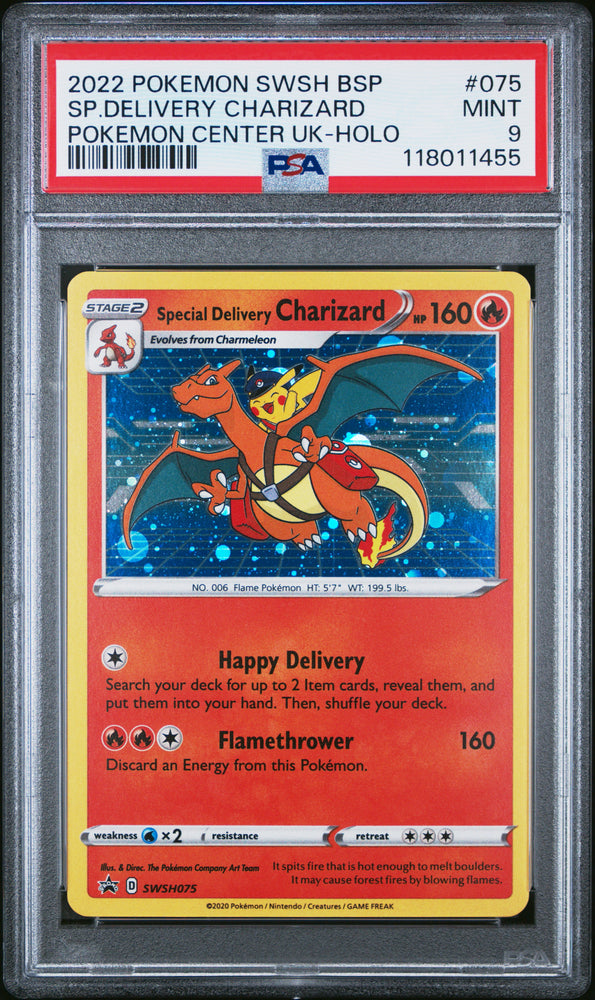 Sp.Delivery Charizard #075 2022 Pokemon Swsh Black Star Promo PSA 9 a