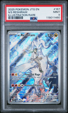 N'S Reshiram #167 2025 Pokemon Jtg En-Journey Together PSA 9 Illustration Rare c