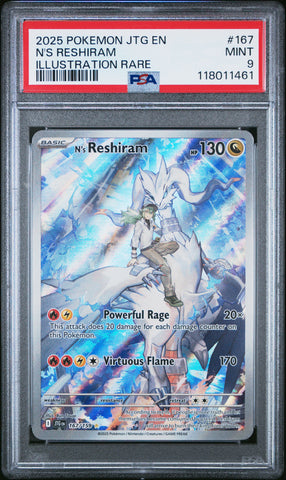N'S Reshiram #167 2025 Pokemon Jtg En-Journey Together PSA 9 Illustration Rare d