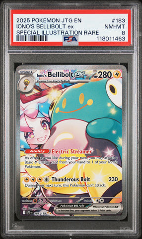Iono's Bellibolt Ex #183 2025 Pokemon Jtg En-Journey Together PSA 8 SIR a