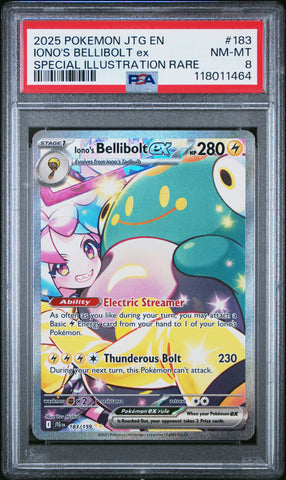 Iono's Bellibolt Ex #183 2025 Pokemon Jtg En-Journey Together PSA 8 SIR b