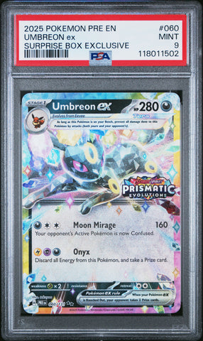 Umbreon Ex #060 2025 Pokemon Pre En-Prismatic Evolutions PSA 9 A