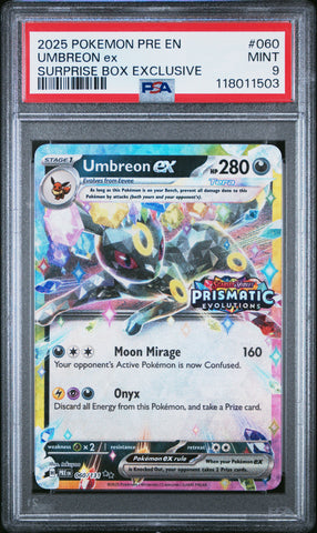Umbreon Ex #060 2025 Pokemon Pre En-Prismatic Evolutions PSA 9 B