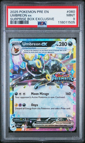 Umbreon Ex #060 2025 Pokemon Pre En-Prismatic Evolutions PSA 9 C