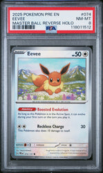 Eevee #074 2025 Pokemon Pre En-Prismatic Evolutions PSA 8 Master Ball A