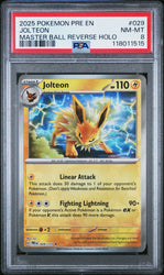 Jolteon #029 2025 Pokemon Pre En-Prismatic Evolutions PSA 8 Master Ball A