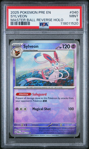 Sylveon #040 2025 Pokemon Pre En-Prismatic Evolutions PSA 9 Master Ball A
