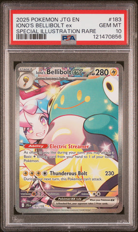 Iono's Bellibolt Ex #183 2025 Pokemon Jtg En-Journey Together PSA 10 SIR