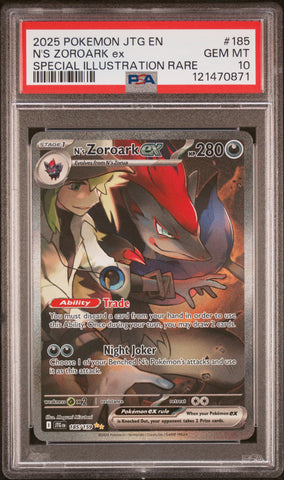 N's Zoroark Ex #185 2025 Pokemon Jtg En-Journey Together PSA 10 SIR a
