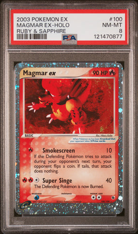 Magmar Ex-Holo #100 2003 Pokemon Ex Ruby & Sapphire PSA 8 Ruby & Sapphire