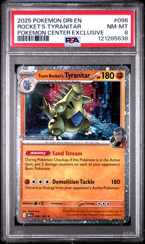 Rocket's Tyranitar #096 2025 Destined Rivals PSA 8 Pokemon Center Exclusive