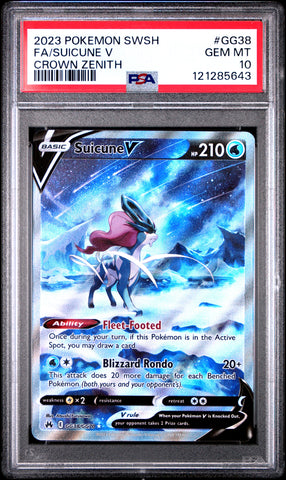 Fa/Suicune V #GG38 2023 Pokemon Sword And Shield Crown Zenith PSA 10
